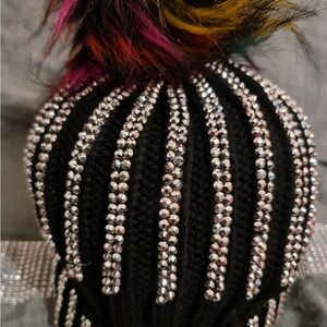 Black and Silver Rhinestone Beanie